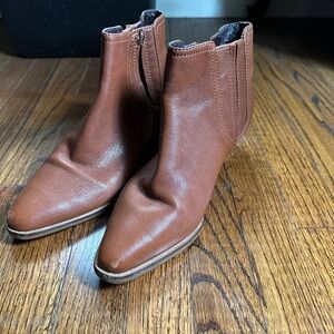 Cole Haan Brown Leather Ankle Booties with Elastic Panels